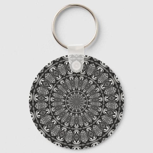 Monochroom Mandala Sleutelhanger (Voorkant)