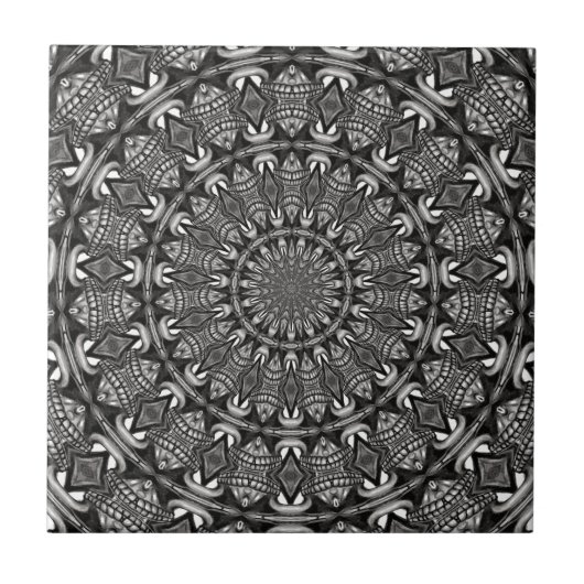 Monochroom Mandala Tegeltje (Voorkant)