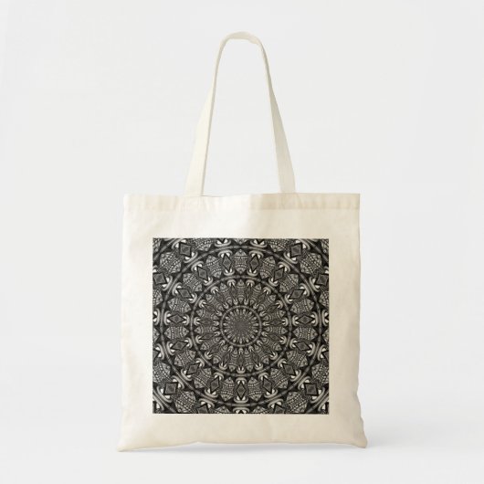 Monochroom Mandala Tote Bag (Voorkant)