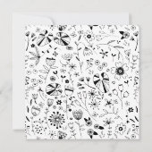 Monochroom met wilde bloem Modern Evening Kaart (Achterkant)