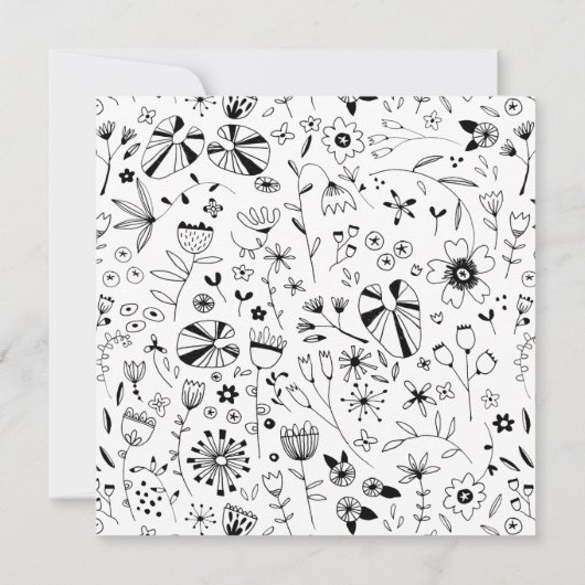 Monochroom met wilde bloem Modern Evening Kaart (Achterkant)