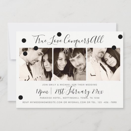 Monochroom Minimalist Zwart Wit - VOEG 3 FOTO'S TO Kaart (Voorkant)