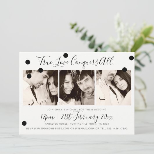 Monochroom Minimalist Zwart Wit - VOEG 3 FOTO'S TO Kaart (Staand voorkant)