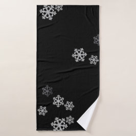 Monochroom Minimalistisch Sneeuwvlies Kerstpatroon Badhanddoek