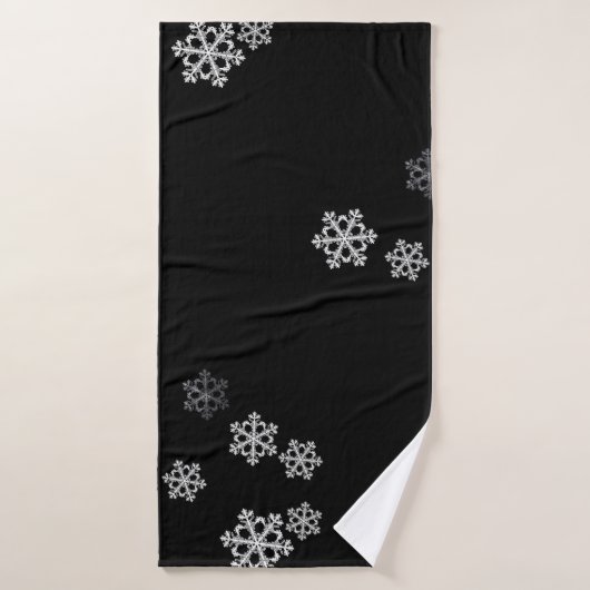 Monochroom Minimalistisch Sneeuwvlies Kerstpatroon Badhanddoek (Badhanddoek)
