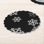 Monochroom minimalistisch sneeuwvlies Kerstpatroon Kartonnen Onderzetters (Gekanteld)