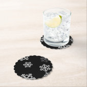 Monochroom minimalistisch sneeuwvlies Kerstpatroon Kartonnen Onderzetters (Insitu)