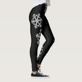 Monochroom Minimalistisch Sneeuwvlies Kerstpatroon Leggings (Rechts)