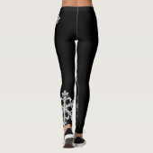 Monochroom Minimalistisch Sneeuwvlies Kerstpatroon Leggings (Achterkant)