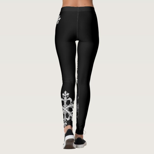 Monochroom Minimalistisch Sneeuwvlies Kerstpatroon Leggings (Achterkant)