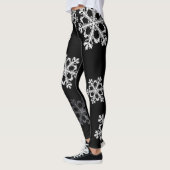 Monochroom Minimalistisch Sneeuwvlies Kerstpatroon Leggings (Links)