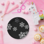 Monochroom minimalistisch sneeuwvlies Kerstpatroon Papieren Bordje (Feest)