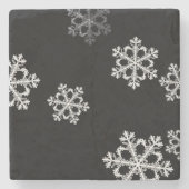 Monochroom minimalistisch sneeuwvlies Kerstpatroon Stenen Onderzetter (Voorkant)