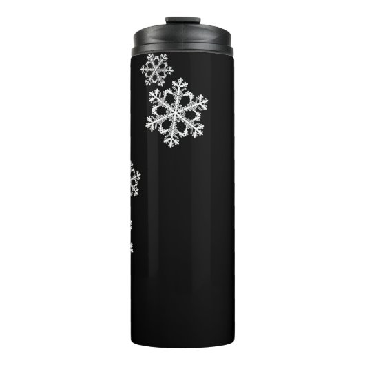 Monochroom minimalistisch sneeuwvlies Kerstpatroon Thermosbeker (Voorkant)