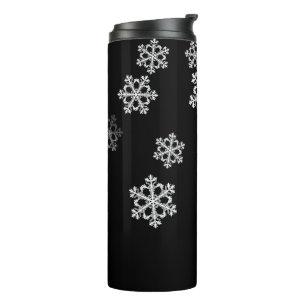 Monochroom minimalistisch sneeuwvlies Kerstpatroon Thermosbeker