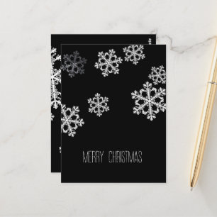 Monochroom minimalistisch sneeuwvlok kerstpatroon briefkaart