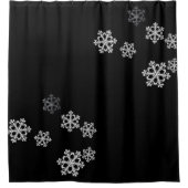 Monochroom minimalistisch sneeuwvlok kerstpatroon douchegordijn (Voorkant)