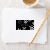 Monochroom minimalistisch sneeuwvlok kerstpatroon etiket (Insitu)