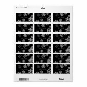 Monochroom minimalistisch sneeuwvlok kerstpatroon etiket (Full Sheet)