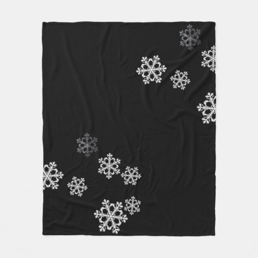 Monochroom minimalistisch sneeuwvlok kerstpatroon fleece deken (Voorkant)