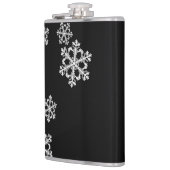 Monochroom minimalistisch sneeuwvlok kerstpatroon heupfles (Links)