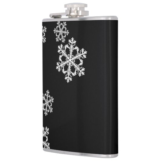 Monochroom minimalistisch sneeuwvlok kerstpatroon heupfles (Links)