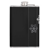 Monochroom minimalistisch sneeuwvlok kerstpatroon heupfles (Achterkant)