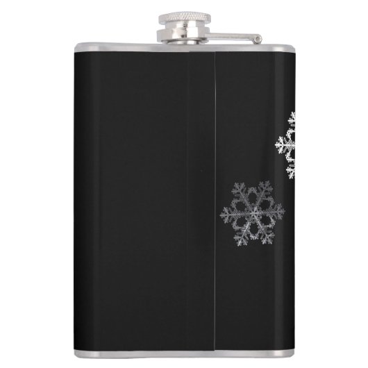 Monochroom minimalistisch sneeuwvlok kerstpatroon heupfles (Achterkant)