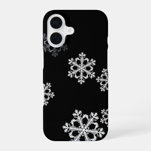 Monochroom minimalistisch sneeuwvlok kerstpatroon iPhone 16 hoesje (Achterkant)