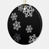 Monochroom minimalistisch sneeuwvlok kerstpatroon keramisch ornament (Links)