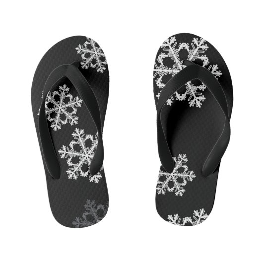 Monochroom minimalistisch sneeuwvlok kerstpatroon kinder teenslippers (Voetbed)