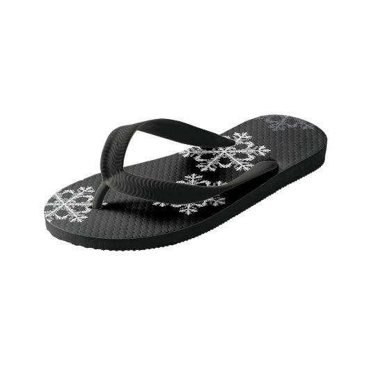 Monochroom minimalistisch sneeuwvlok kerstpatroon kinder teenslippers (Schuin)