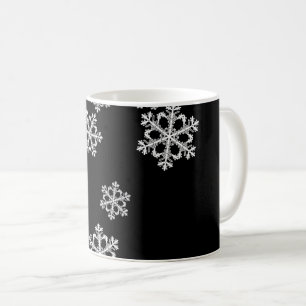 Monochroom minimalistisch sneeuwvlok kerstpatroon koffiemok
