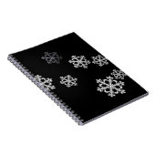 Monochroom minimalistisch sneeuwvlok kerstpatroon notitieboek (Rechterzijde)