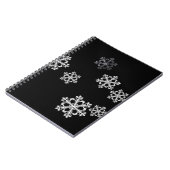 Monochroom minimalistisch sneeuwvlok kerstpatroon notitieboek (Linkerzijde)