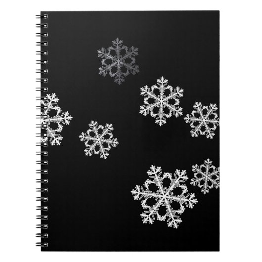 Monochroom minimalistisch sneeuwvlok kerstpatroon notitieboek (Voorkant)