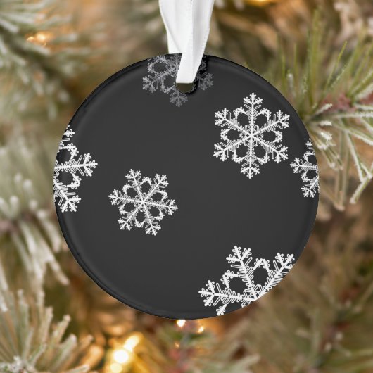 Monochroom minimalistisch sneeuwvlok kerstpatroon ornament (Boom)