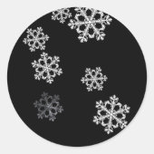Monochroom minimalistisch sneeuwvlok kerstpatroon ronde sticker (Voorkant)