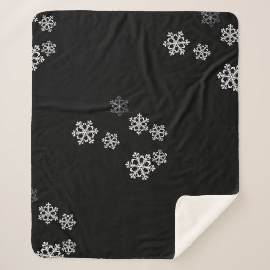 Monochroom minimalistisch sneeuwvlok kerstpatroon sherpa deken (Voorkant)