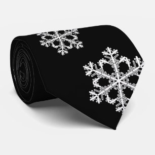 Monochroom minimalistisch sneeuwvlok kerstpatroon stropdas