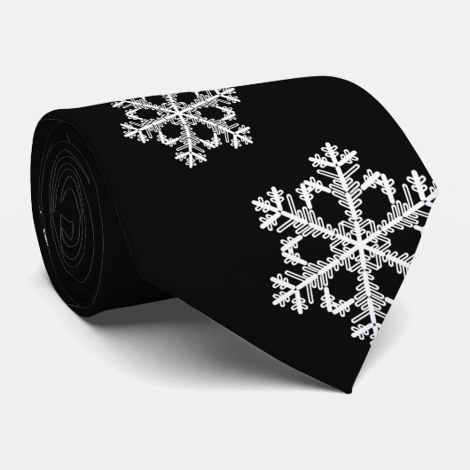 Monochroom minimalistisch sneeuwvlok kerstpatroon stropdas (Opgerold)