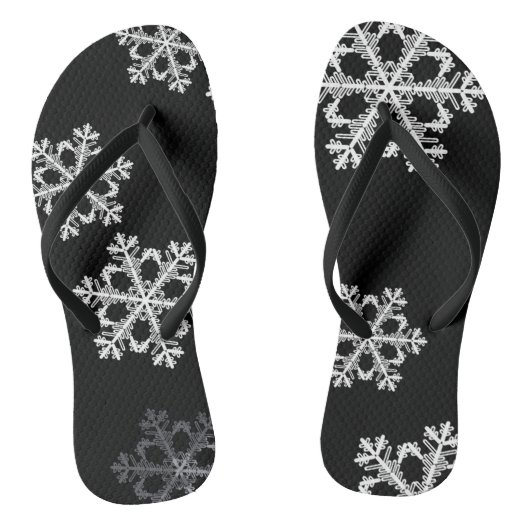 Monochroom minimalistisch sneeuwvlok kerstpatroon teenslippers (Voetbed)