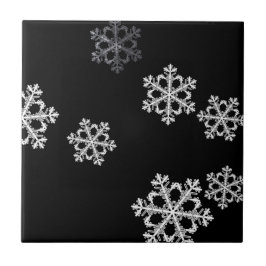 Monochroom minimalistisch sneeuwvlok kerstpatroon tegeltje