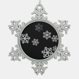 Monochroom minimalistisch sneeuwvlok kerstpatroon tin sneeuwvlok ornament