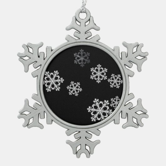Monochroom minimalistisch sneeuwvlok kerstpatroon tin sneeuwvlok ornament (Voorkant)