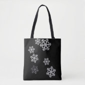 Monochroom minimalistisch sneeuwvlok kerstpatroon tote bag (Voorkant)