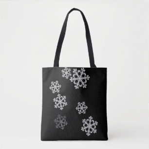 Monochroom minimalistisch sneeuwvlok kerstpatroon tote bag