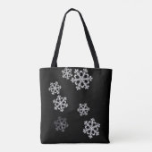 Monochroom minimalistisch sneeuwvlok kerstpatroon tote bag (Achterkant)