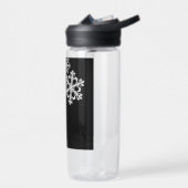Monochroom minimalistisch sneeuwvlok kerstpatroon waterfles (Links)