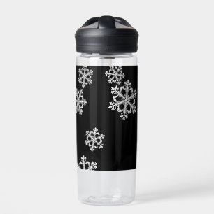 Monochroom minimalistisch sneeuwvlok kerstpatroon waterfles